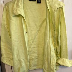 Relativity Lime Green Linen Shirt Size XL